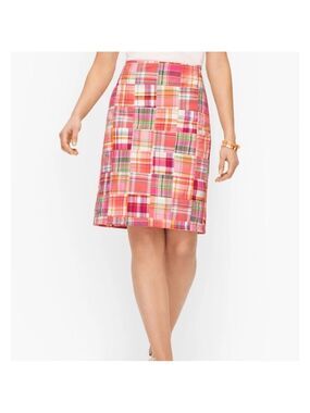 Talbots Pink Madras Cotton Canvas Patchwork Skirt, size 2